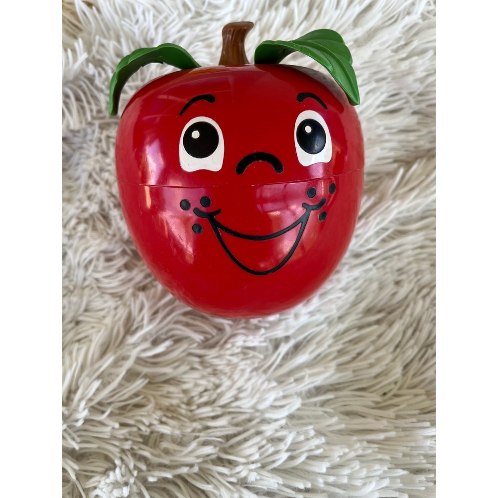 Vintage 1972 Fisher-Price Happy Apple Chime Toy 435 Red Wobbler Retro Nursery